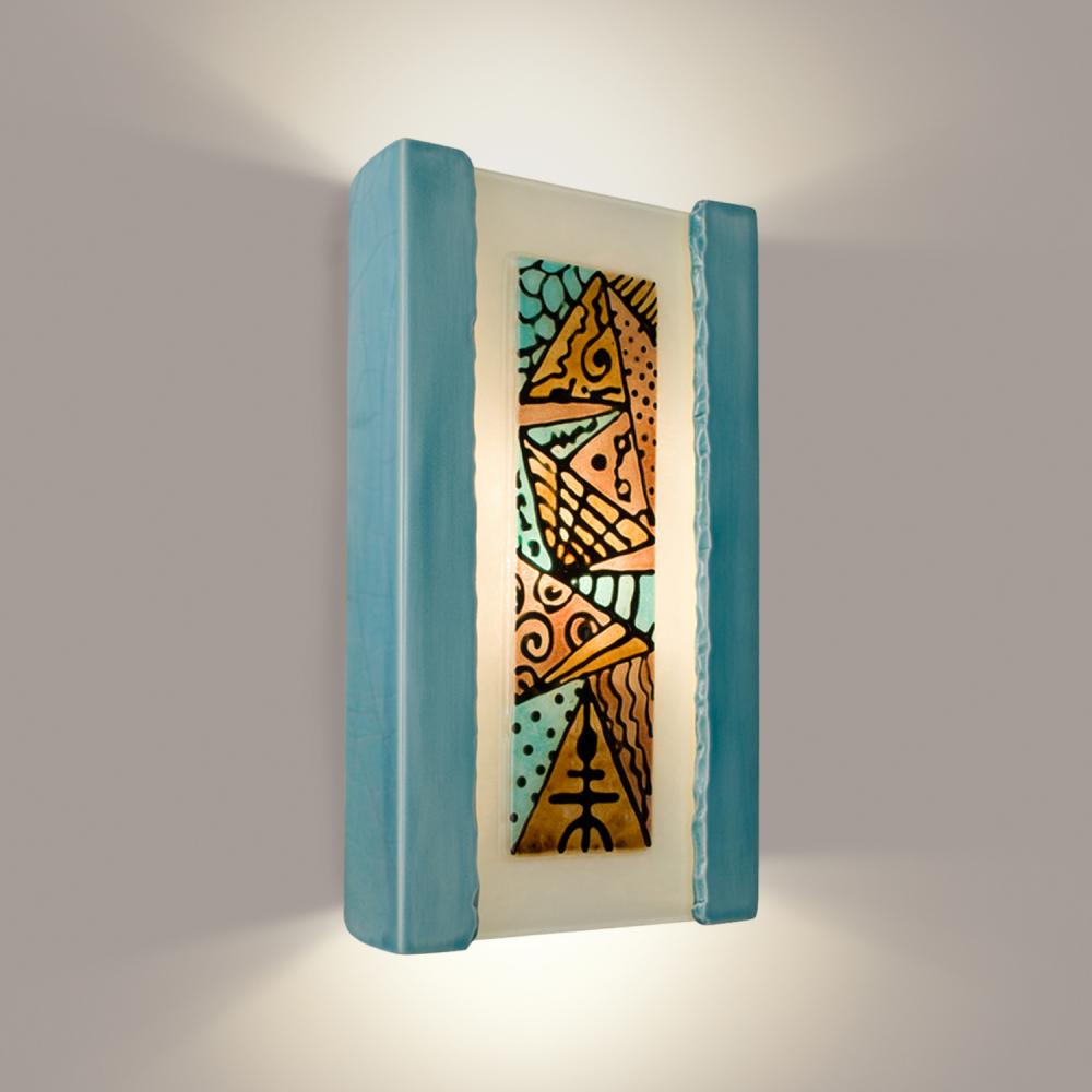 Abstract Wall Sconce Teal Crackle and Turquoise