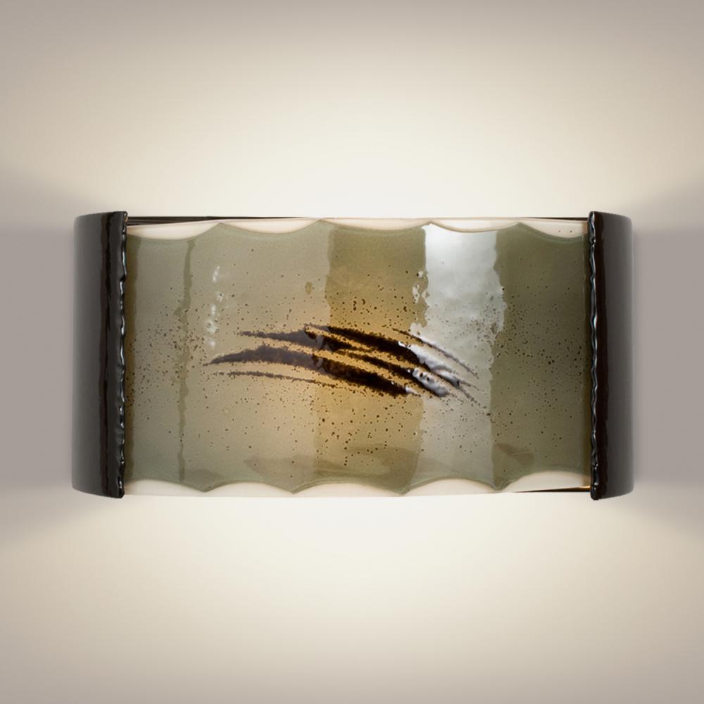 Storm Wall Sconce Black Gloss and Seaweed