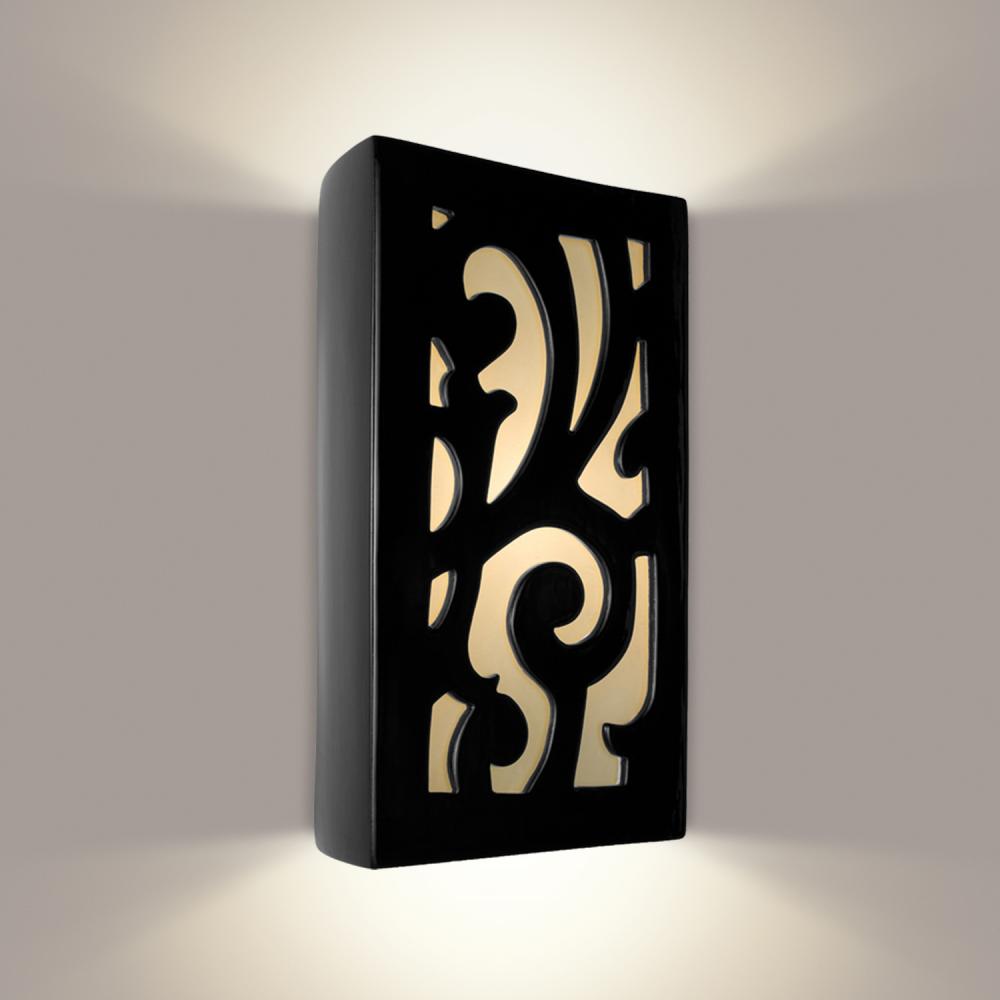 Cathedral Wall Sconce Black Gloss and White Frost