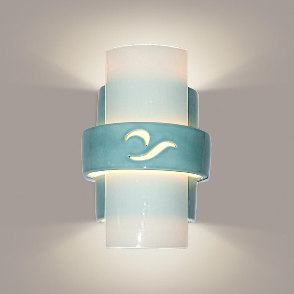 South Beach Wall Sconce Teal Crackle and White Frost