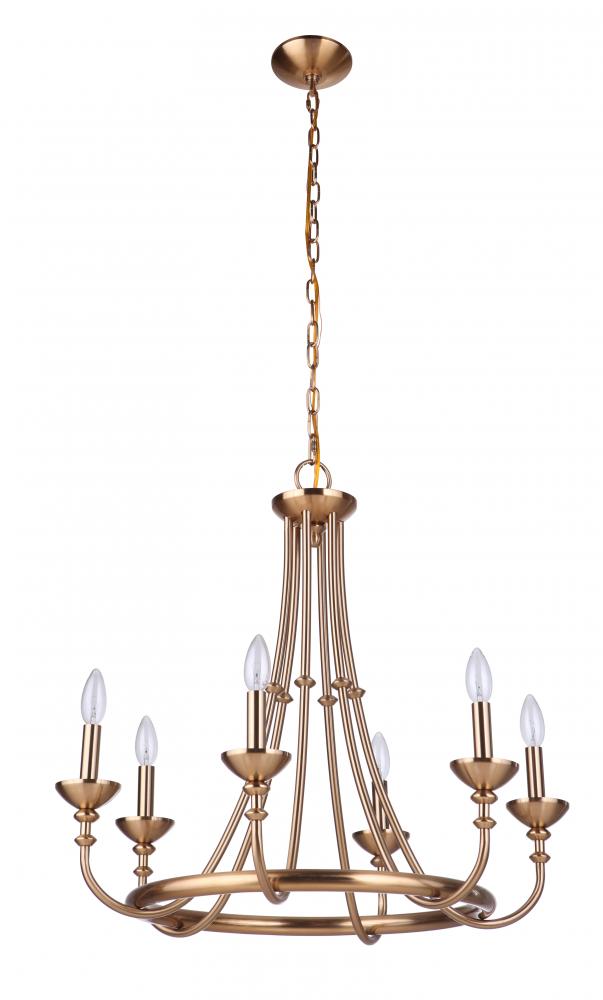 Marlowe 6 Light Chandelier in Satin Brass