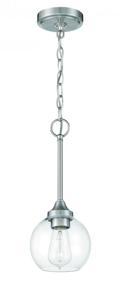 Glenda 1 Light Mini Pendant in Brushed Polished Nickel