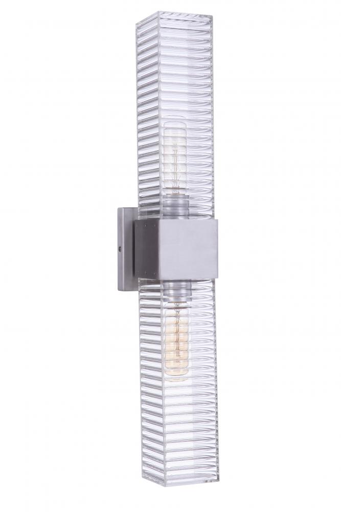 Ridge 24" 2 Light Outdoor Wall Sconce in Satin Aluminum