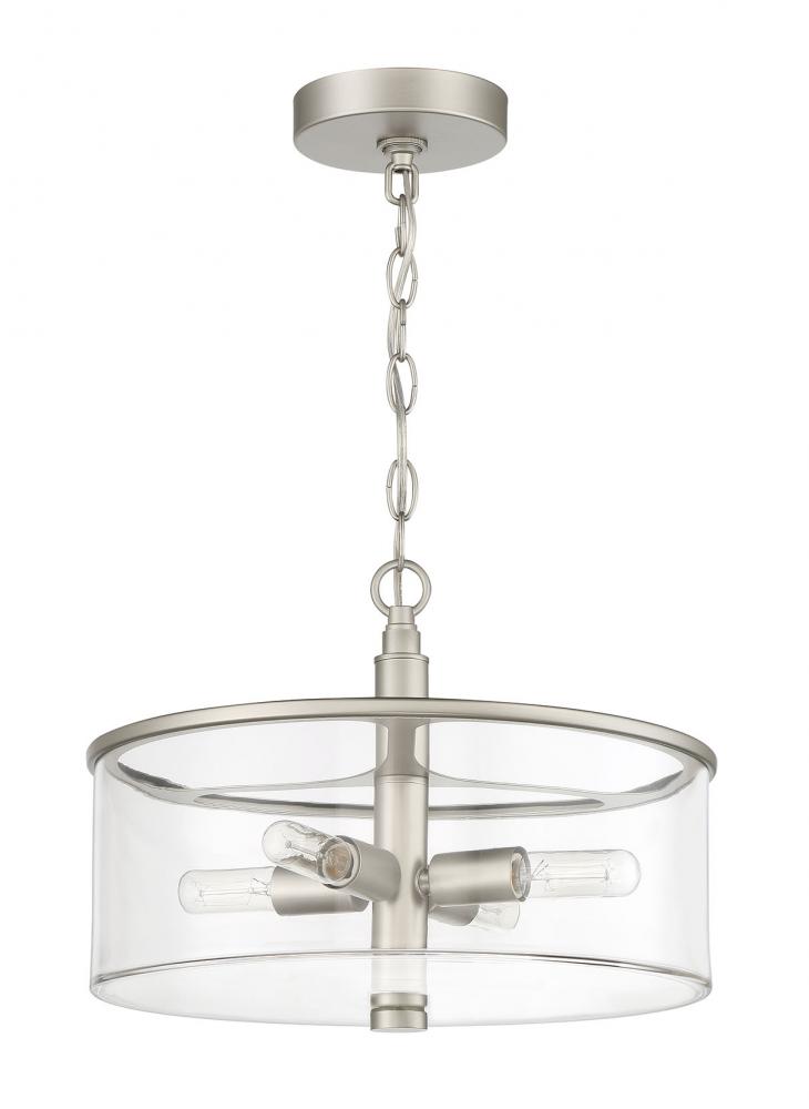 Hailie 4 Light Convertible Semi Flush in Satin Nickel