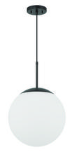 Craftmade 56893-FB-WG - Gaze 14&#34; 1 Light Round Pendant in Flat Black, White Glass
