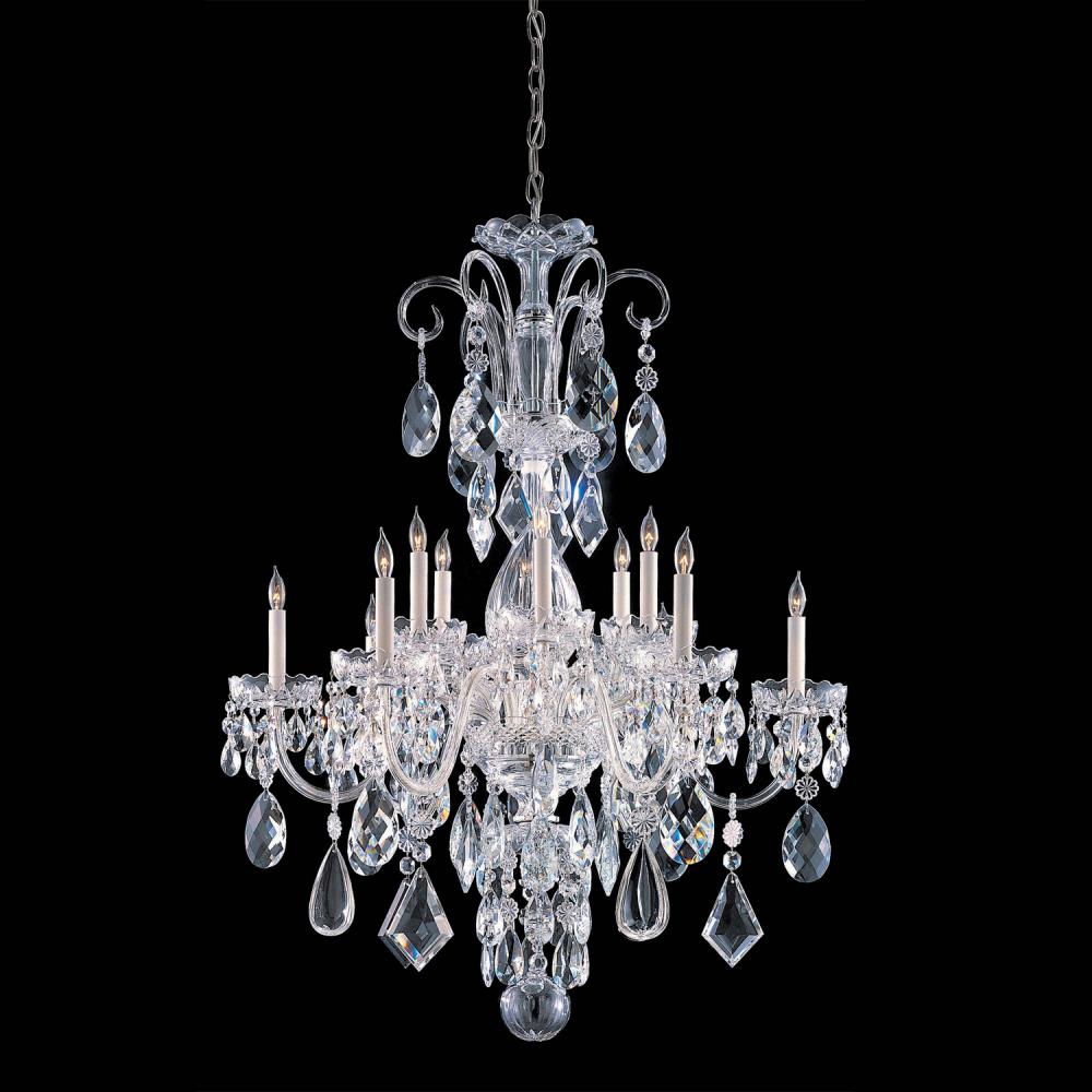 Traditional Crystal 12 Light Hand Cut Crystal Polished Chrome Chandelier