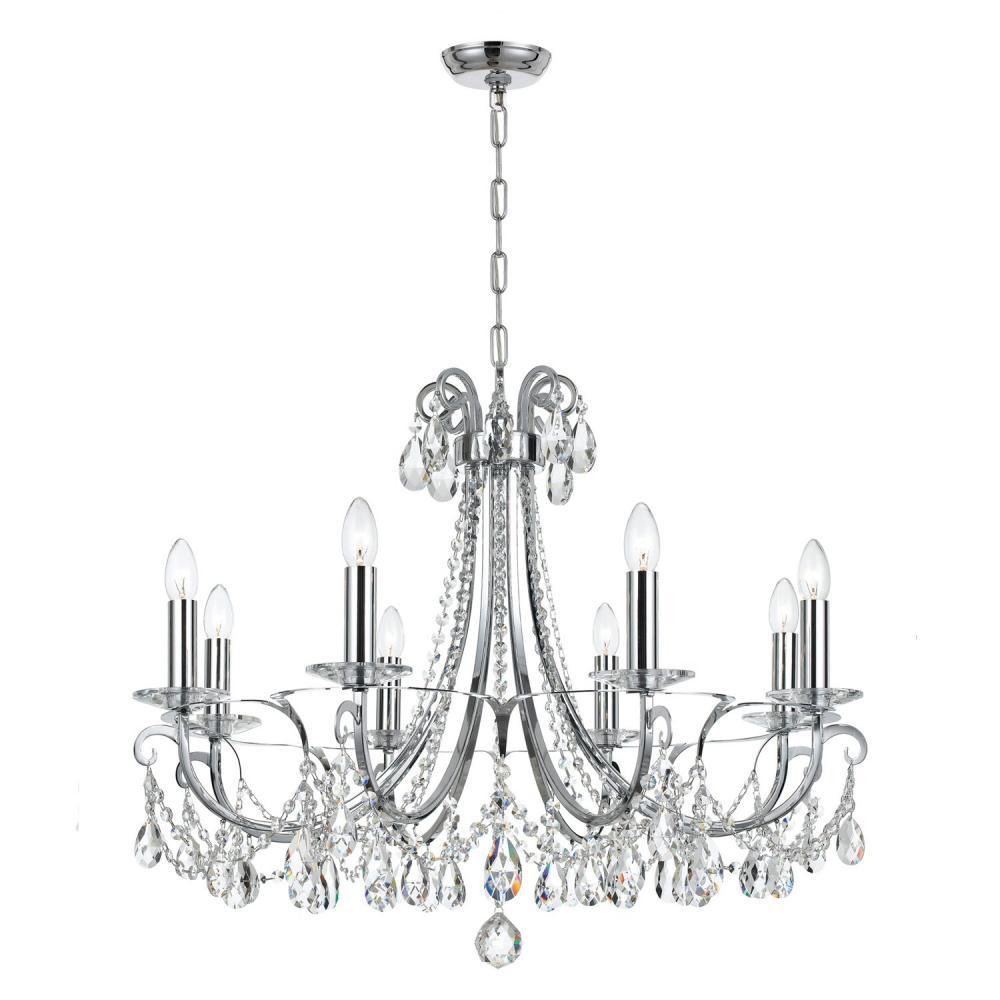 Othello 8 Light Swarovski Strass Crystal Polished Chrome Chandelier