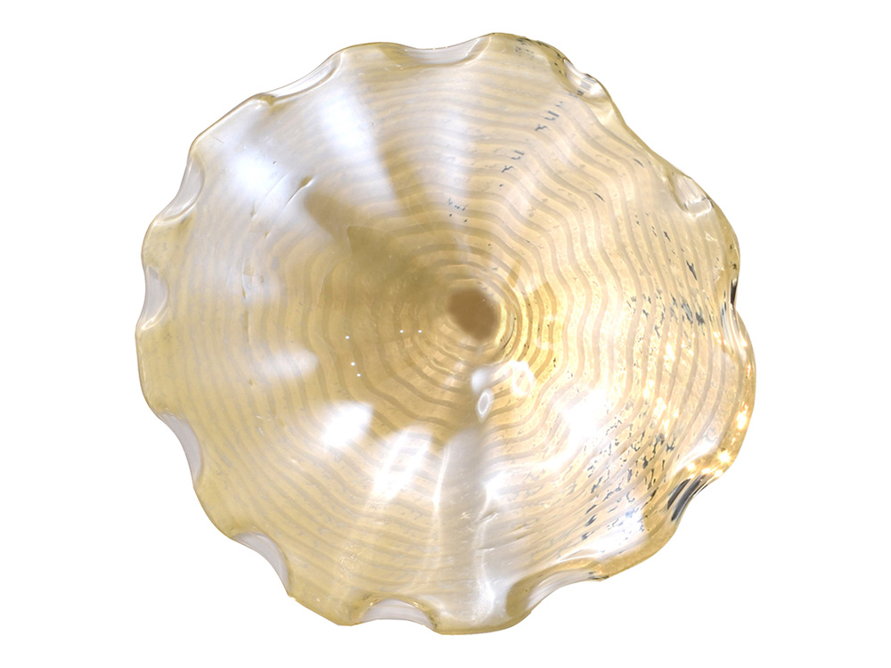 Beige Feather 16"D Hand Blown Art Glass Wall DÃ©cor