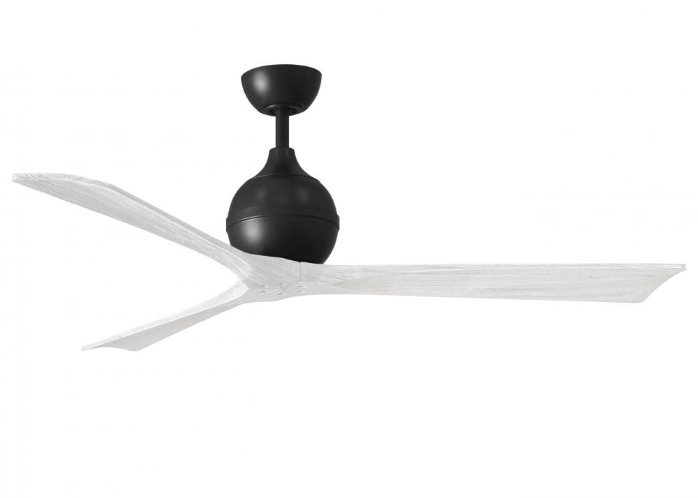 Irene-3 three-blade paddle fan in Matte Black finish with 60" solid matte white wood blades.