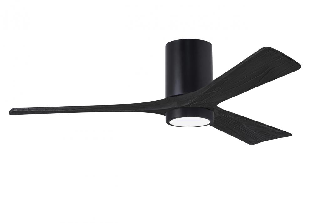 Irene-3HLK three-blade flush mount paddle fan in Matte Black finish with 52” solid matte black w