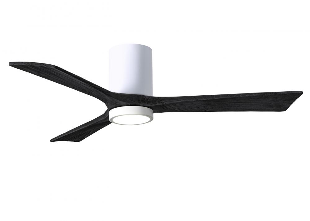 Irene-3HLK three-blade flush mount paddle fan in Gloss White finish with 52” solid matte black w