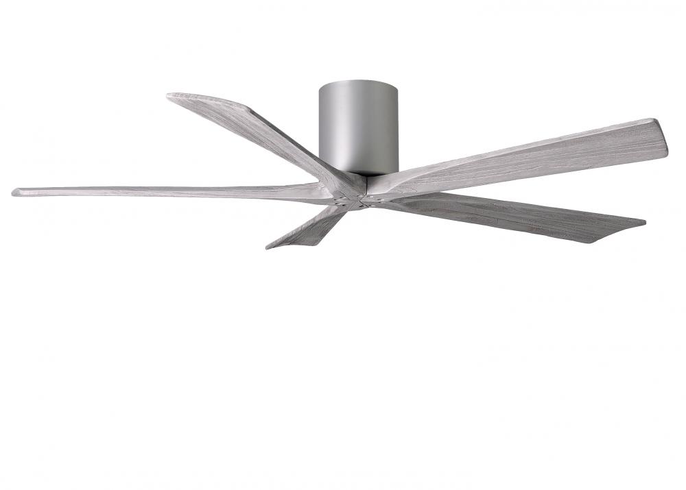 Irene-5H five-blade flush mount paddle fan in Brushed Nickel finish with 60” solid barn wood ton