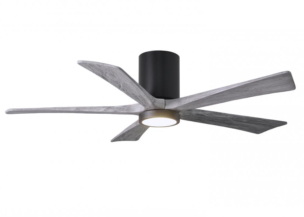 IR5HLK five-blade flush mount paddle fan in Brushed Pewter finish with 52” Barn Wood blades and