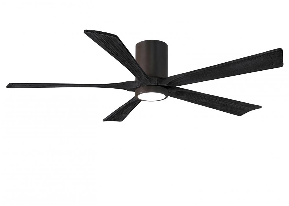 IR5HLK five-blade flush mount paddle fan in Textured Bronze finish with 60” solid matte black wo