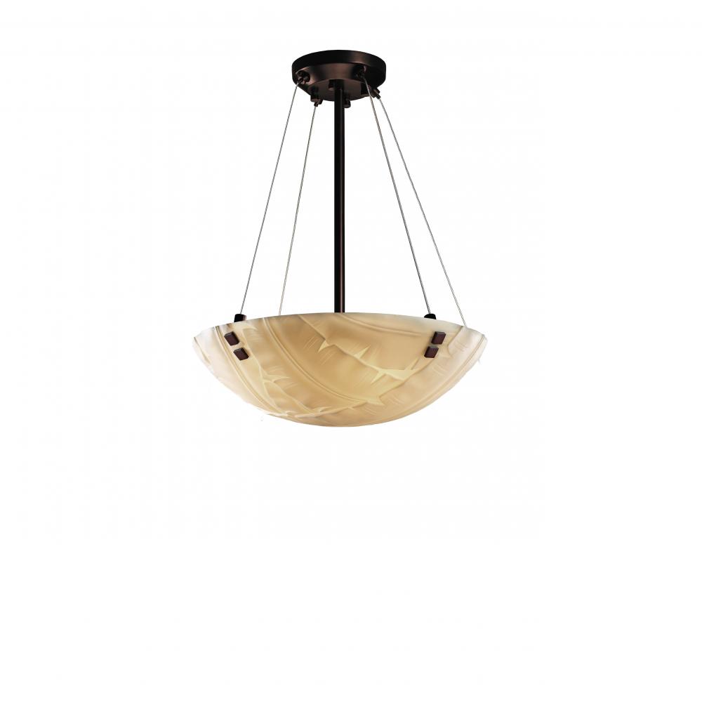 18" LED Pendant Bowl w/ PAIR SQUARE FINIALS