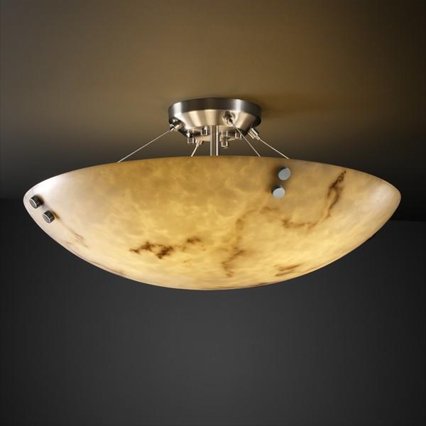 18" LED Semi-Flush Bowl w/ PAIR CYLINDRICAL FINIALS