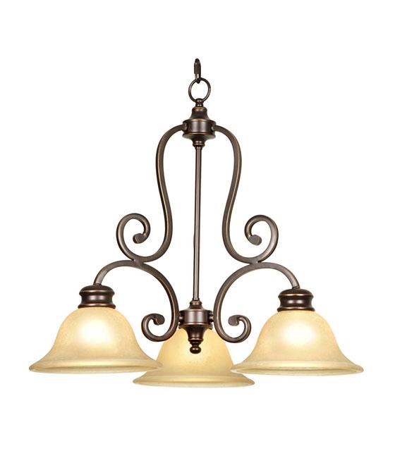 Three Light Oil Rubbed Bronze Down Chandelier