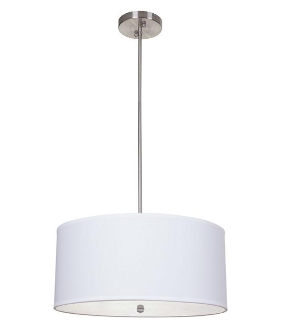 Three Light Satin Nickel Drum Shade Pendant