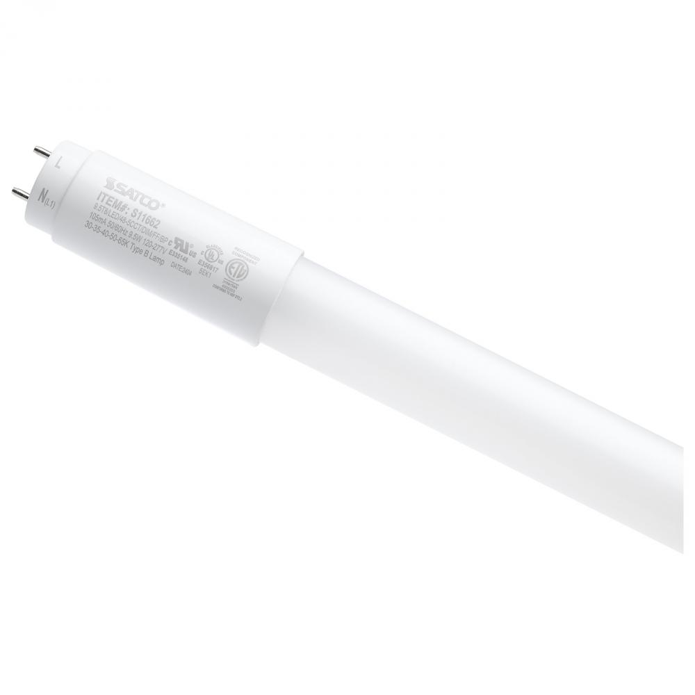 9.5 Watt T8 LED; 48 Inch; 30K/35K/40K/50K/65K CCT Selectable; Medium Bi Pin Base; Type B Ballast