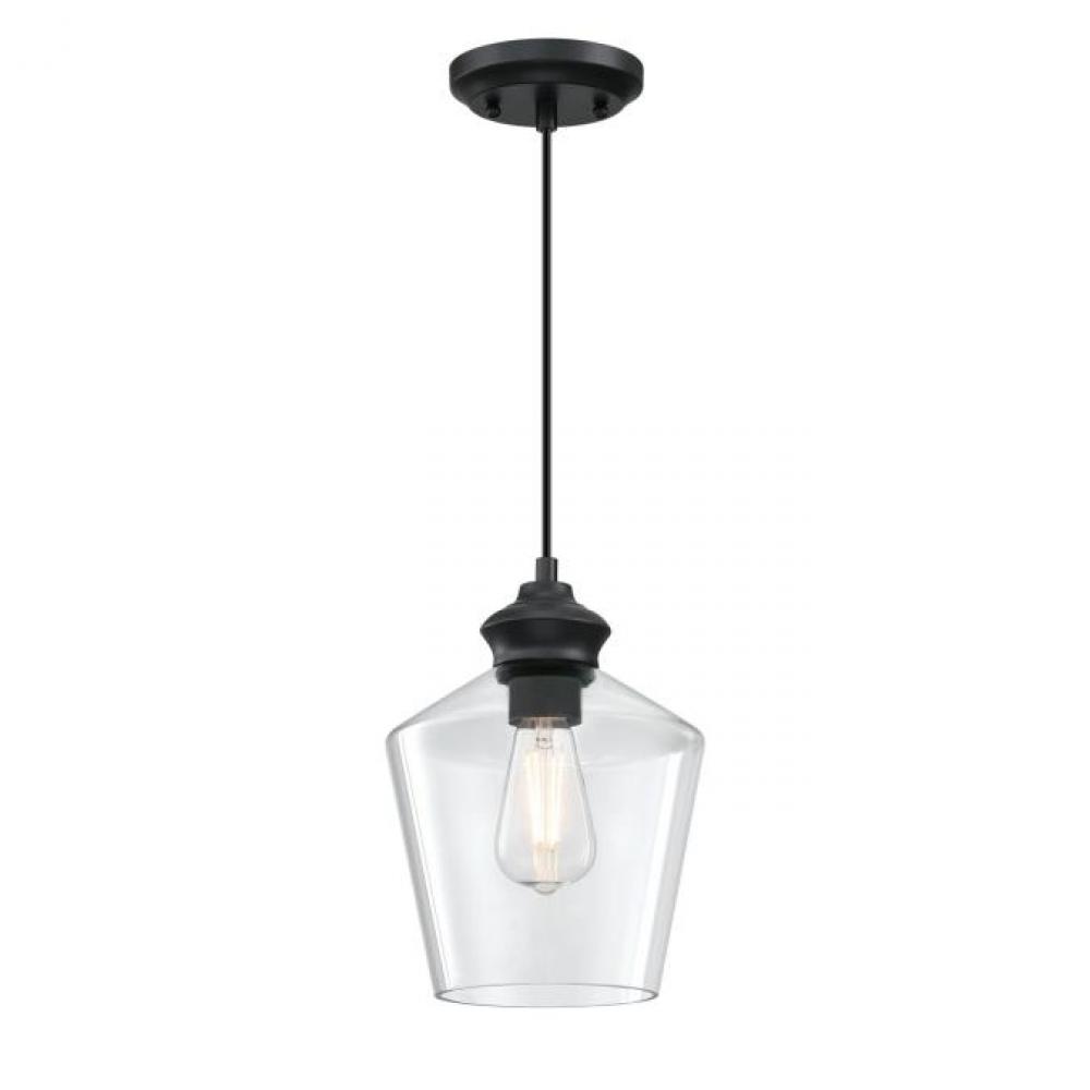 Mini Pendant Matte Black Finish Clear Glass