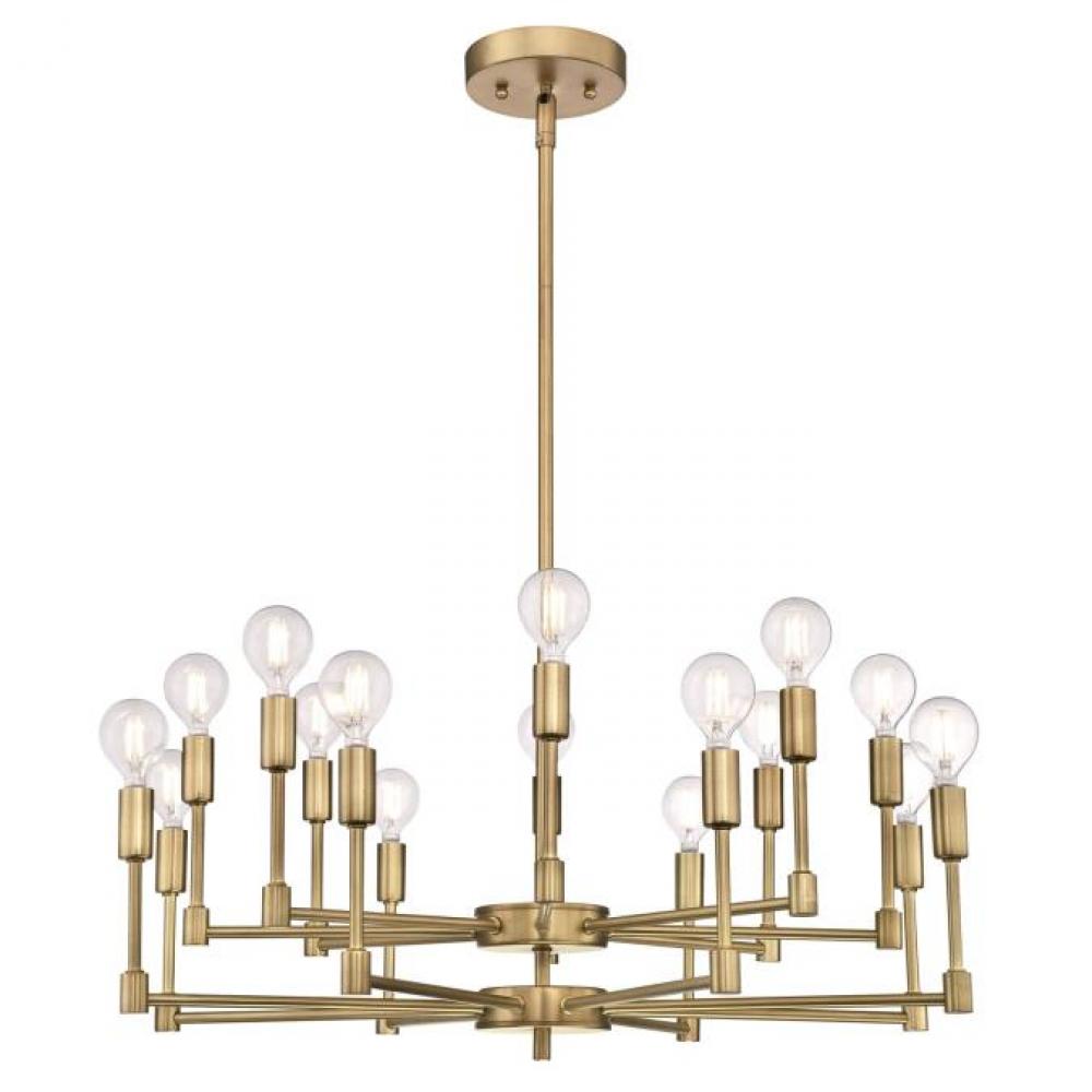 16 Light Chandelier Brushed Brass Finish