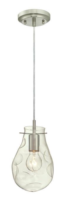 Westinghouse 6329100 - Mini Pendant Brushed Nickel Finish Clear Indented Glass