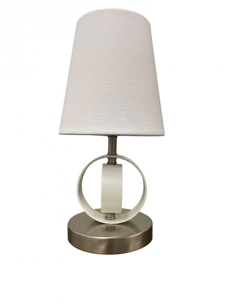 Bryson Mini 4" Double Ring Satin Nickel/White Accent Lamp