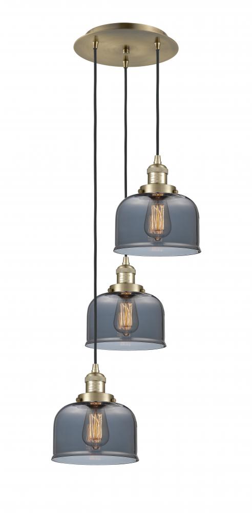 Cone - 3 Light - 14 inch - Antique Brass - Cord hung - Multi Pendant