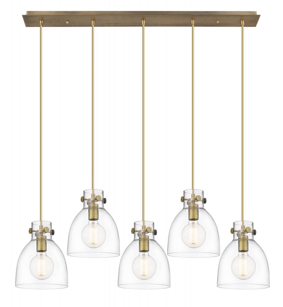 Newton Bell - 5 Light - 40 inch - Brushed Brass - Linear Pendant