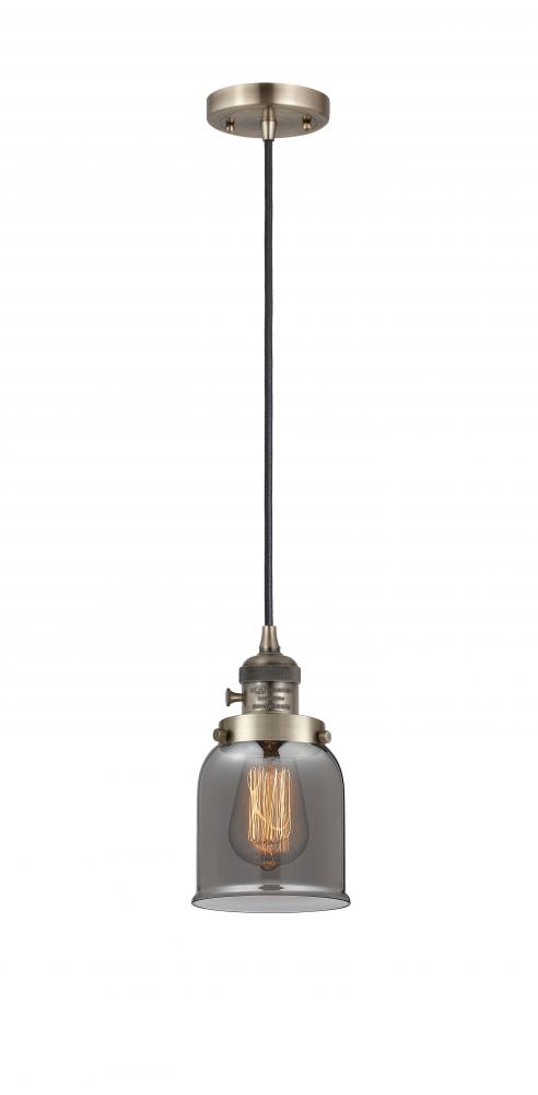 Bell - 1 Light - 5 inch - Antique Brass - Cord hung - Mini Pendant