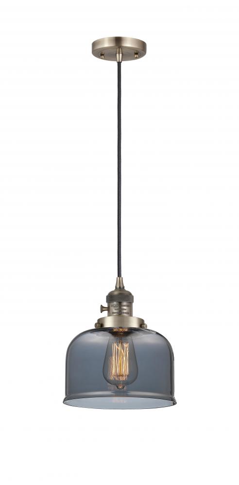 Bell - 1 Light - 8 inch - Antique Brass - Cord hung - Mini Pendant