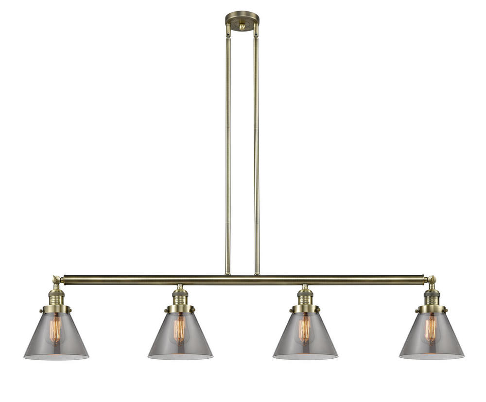 Cone - 4 Light - 52 inch - Antique Brass - Stem Hung - Island Light