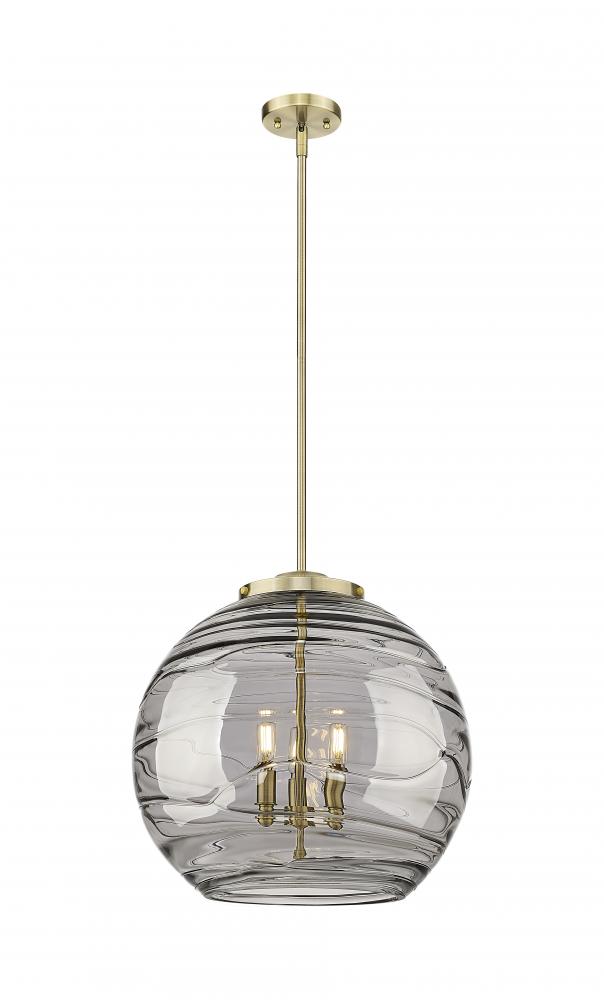 Athens Deco Swirl - 3 Light - 18 inch - Antique Brass - Cord hung - Pendant