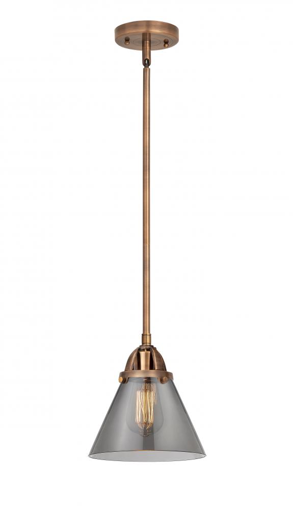 Cone - 1 Light - 8 inch - Antique Copper - Cord hung - Mini Pendant