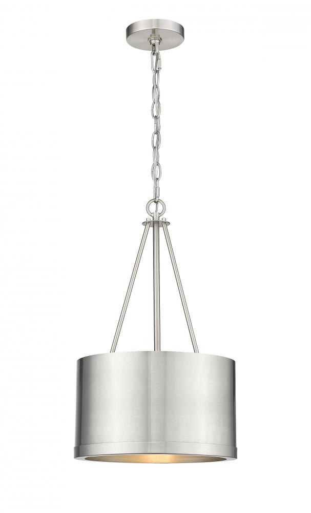 Eclipse - 1 Light - 12 inch - Brushed Satin Nickel - Chain Hung - Mini Pendant