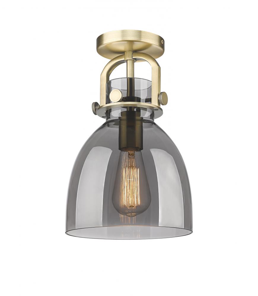 Newton Bell - 1 Light - 8 inch - Brushed Brass - Flush Mount