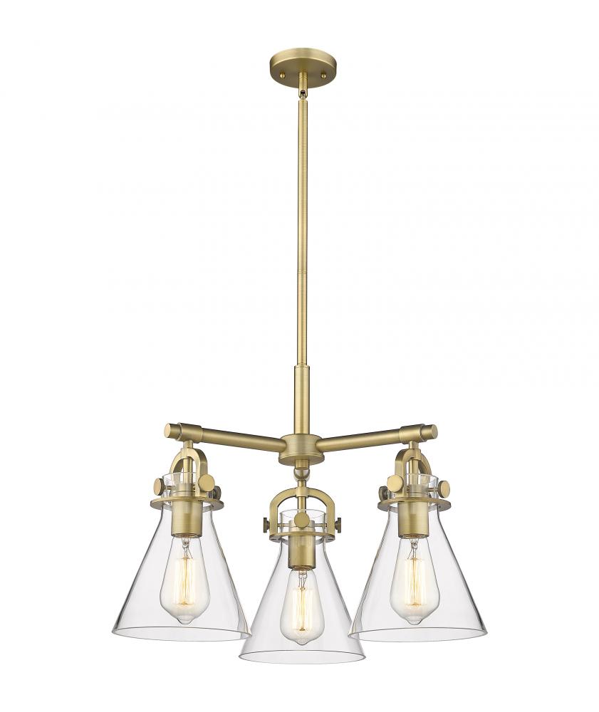 Newton Cone - 3 Light - 21 inch - Brushed Brass - Pendant