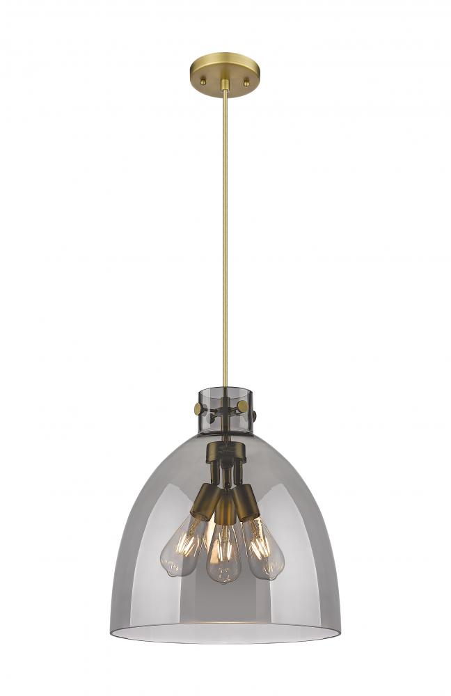 Newton Bell - 3 Light - 16 inch - Brushed Brass - Cord hung - Pendant