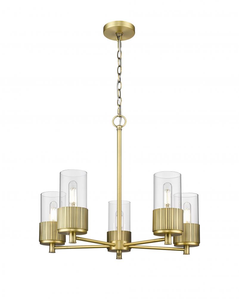 Bolivar - 5 Light - 25 inch - Brushed Brass - Chain Hung - Chandelier