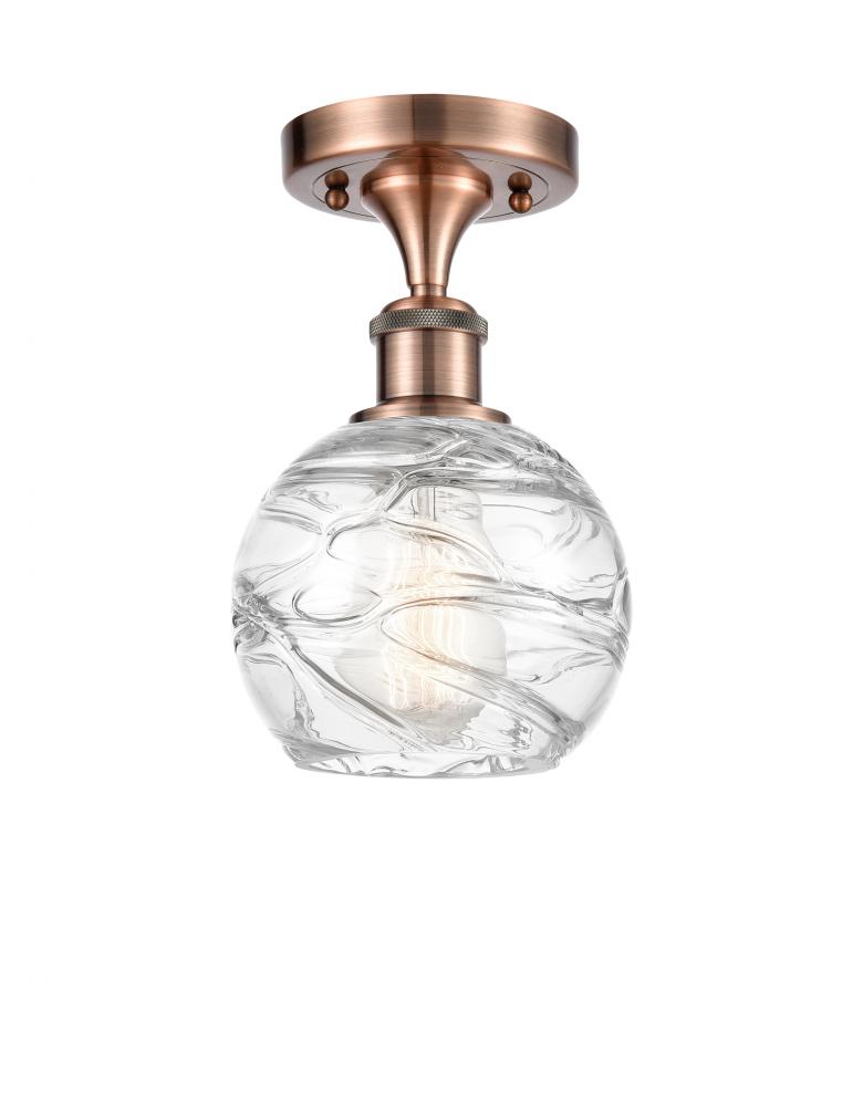 Athens Deco Swirl - 1 Light - 6 inch - Antique Copper - Semi-Flush Mount