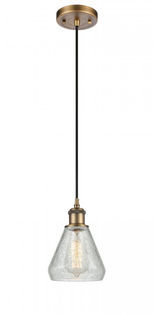 Conesus - 1 Light - 6 inch - Brushed Brass - Cord hung - Mini Pendant