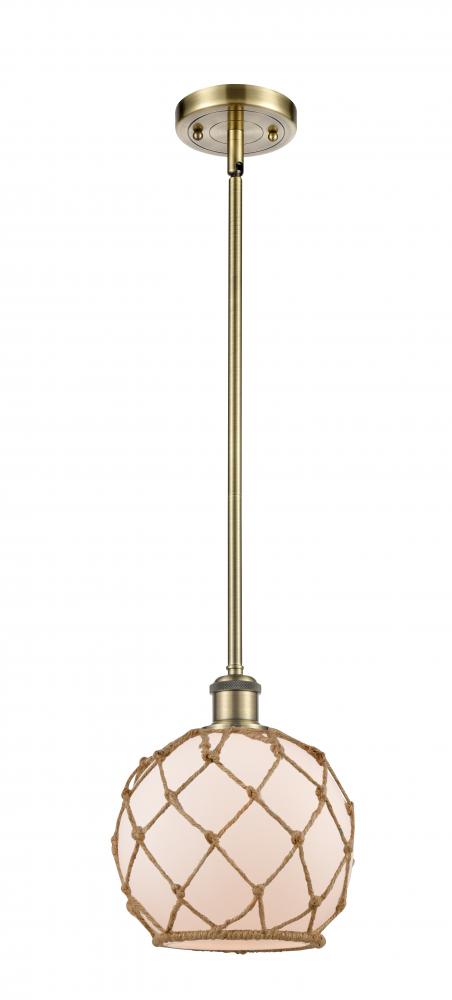 Farmhouse Rope - 1 Light - 8 inch - Antique Brass - Mini Pendant