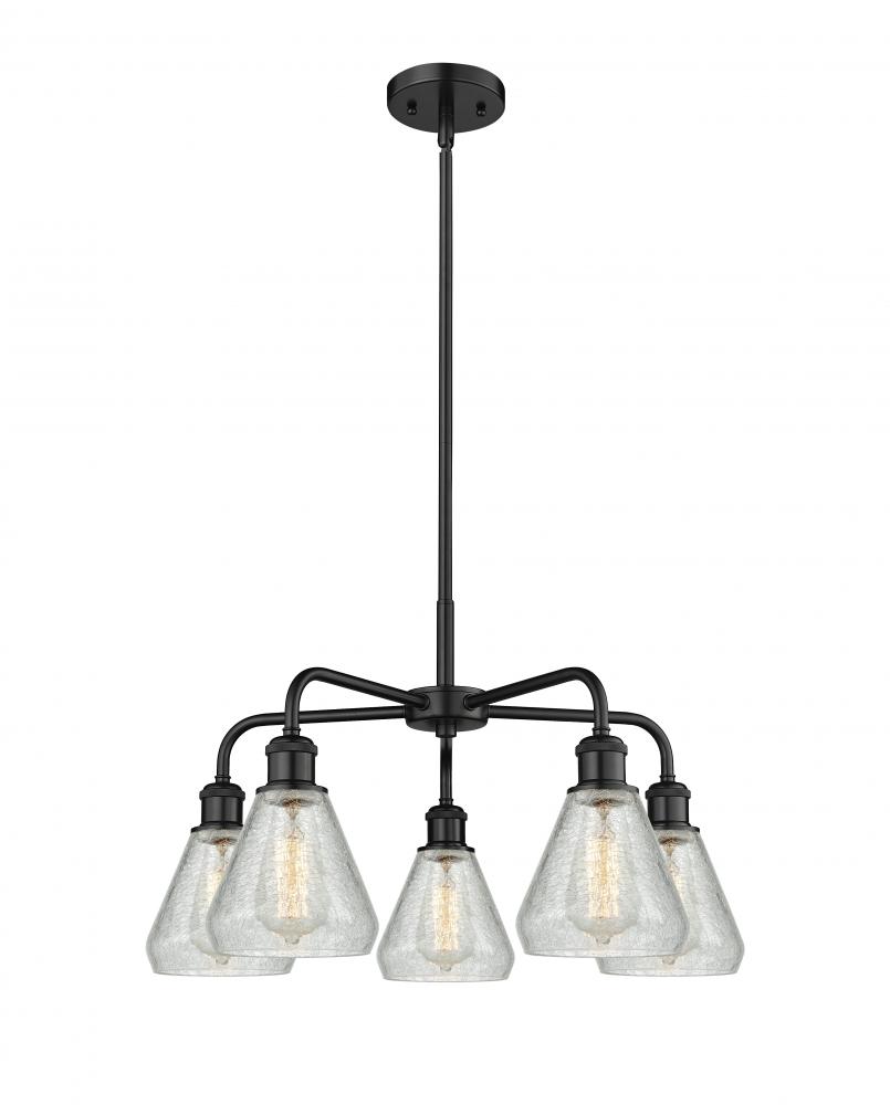 Conesus - 5 Light - 24 inch - Matte Black - Chandelier