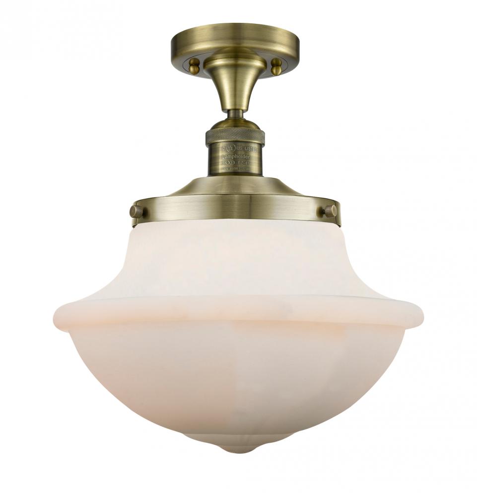 Oxford - 1 Light - 12 inch - Antique Brass - Semi-Flush Mount