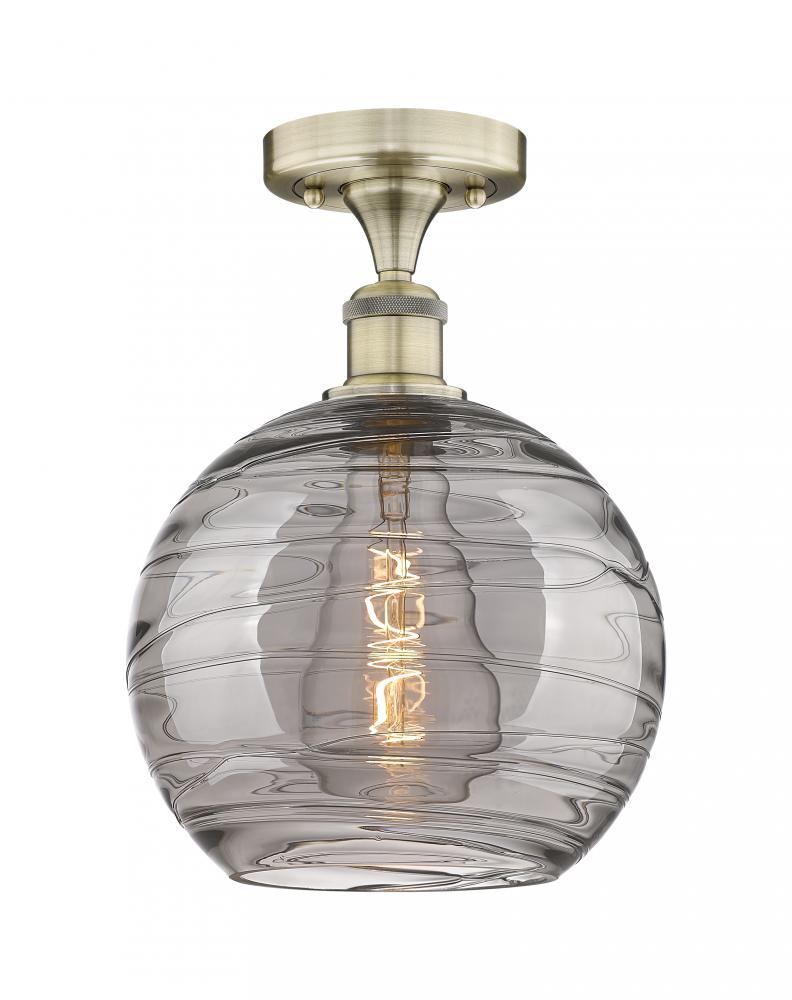 Athens Deco Swirl - 1 Light - 10 inch - Antique Brass - Semi-Flush Mount