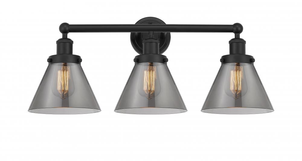 Cone - 3 Light - 26 inch - Matte Black - Bath Vanity Light