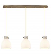 Innovations Lighting 123-410-1PS-BB-G412-8WH - Newton Bell - 3 Light - 40 inch - Brushed Brass - Linear Pendant