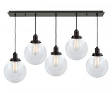 Innovations Lighting 125OB-10BK-0H-OB-G202-8 - Whitney - 5 Light - 36 inch - Oil Rubbed Bronze - Cord hung - Linear Pendant