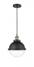 Innovations Lighting 201C-BAB-HFS-82-BK-LED - Hampden - 1 Light - 9 inch - Black Antique Brass - Cord hung - Mini Pendant