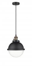 Innovations Lighting 201CSW-BAB-HFS-82-BK-LED - Hampden - 1 Light - 9 inch - Black Antique Brass - Cord hung - Mini Pendant